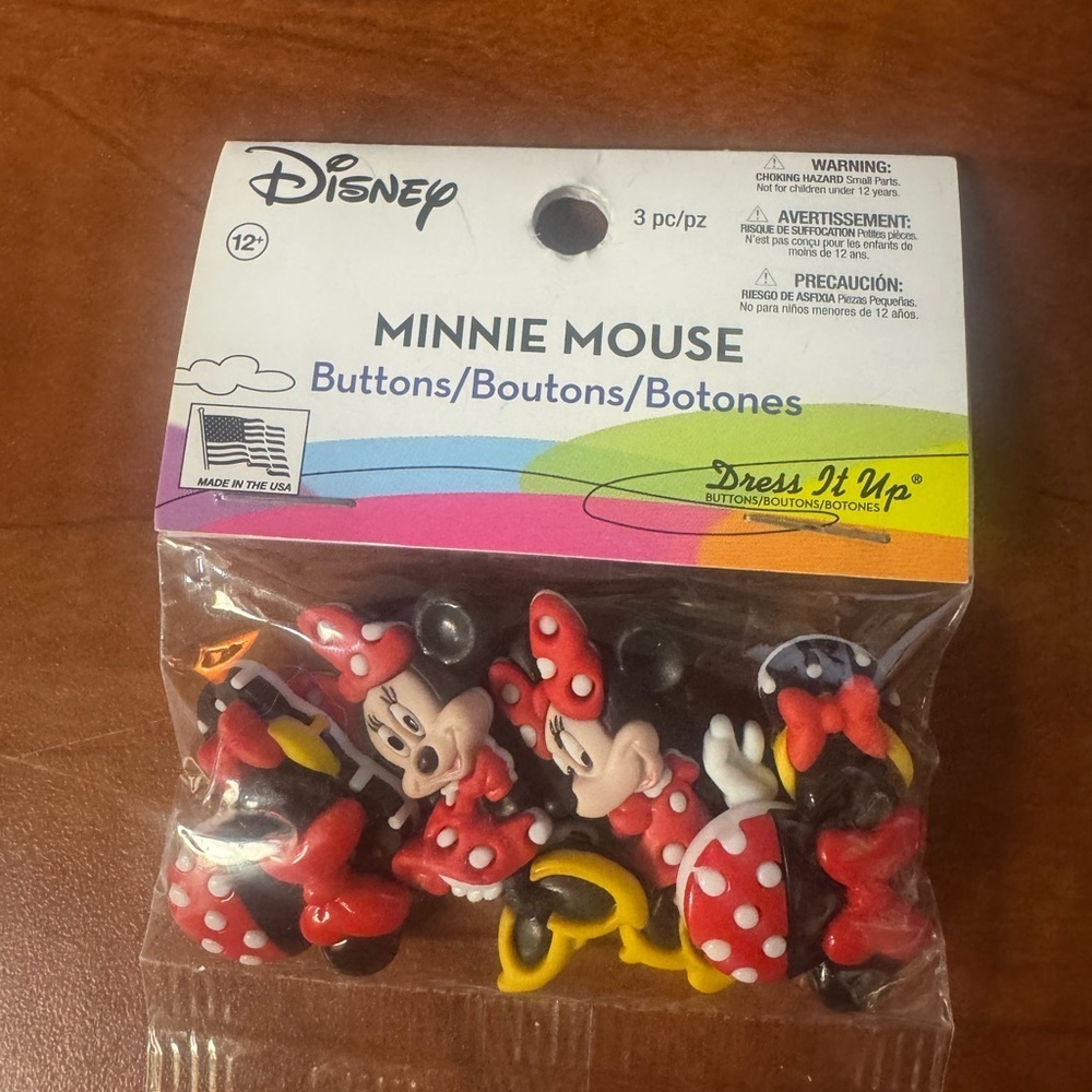 Disney Minnie Mouse Button Set - Red, Black, Yellow - Picture 5 of 10